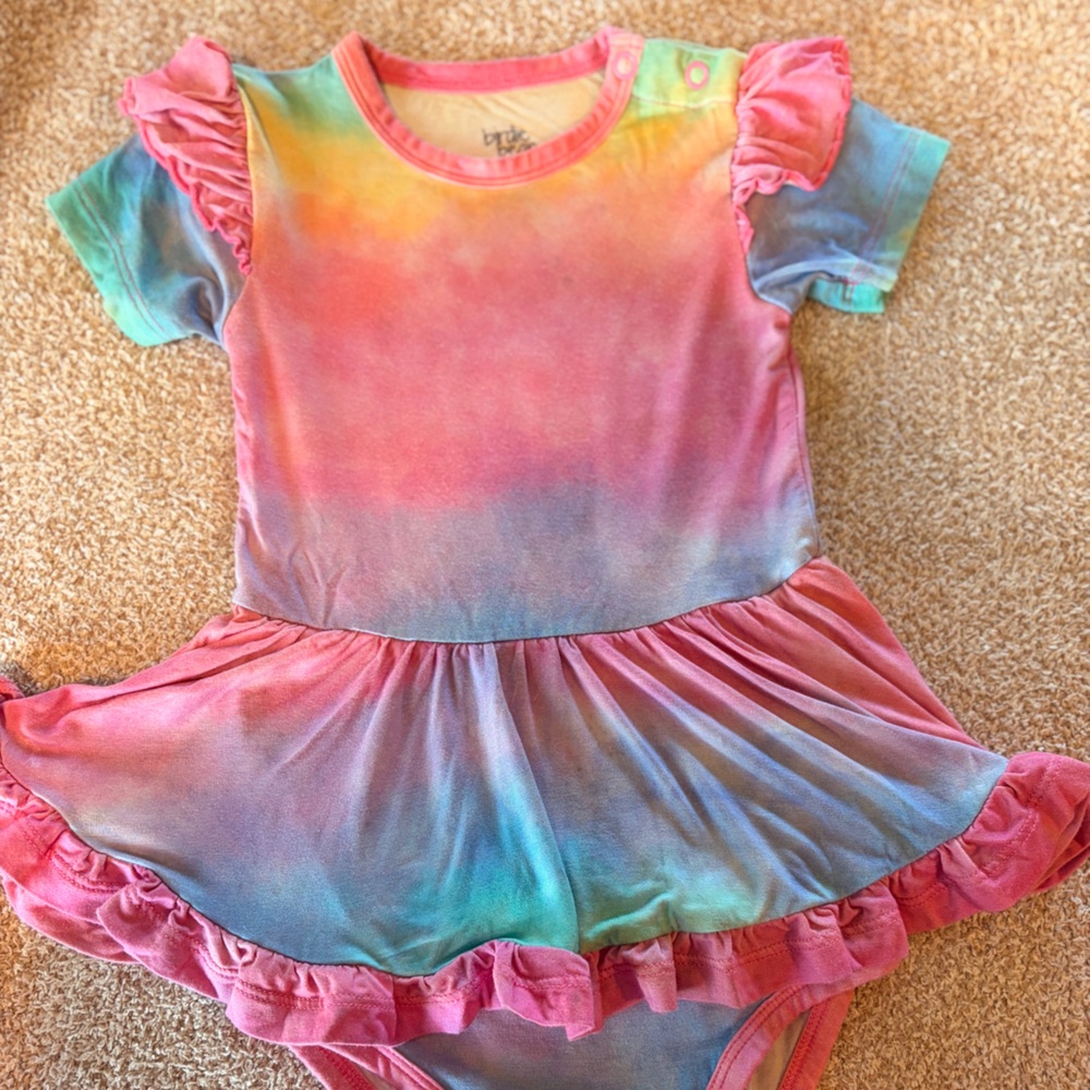 BirdieBean Pink and Orange Tie-Dye romper dress